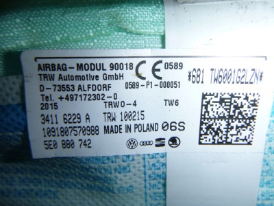 Airbag stropní pravý Octavia III | E-shop | Autoauto.cz